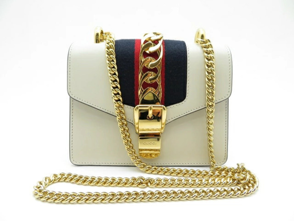 Gucci Sylvie Chain Shoulder Bag White Leather